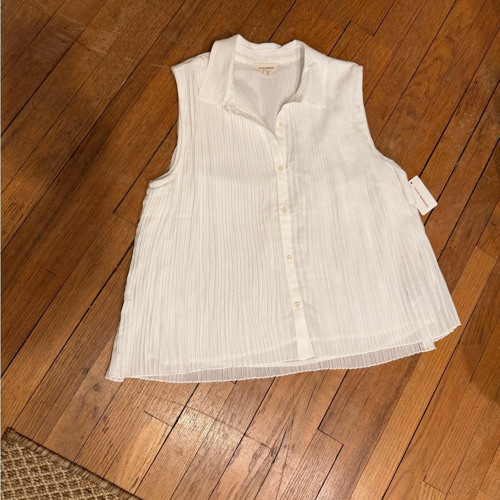Lucky Brand White Sleeveless Blouse